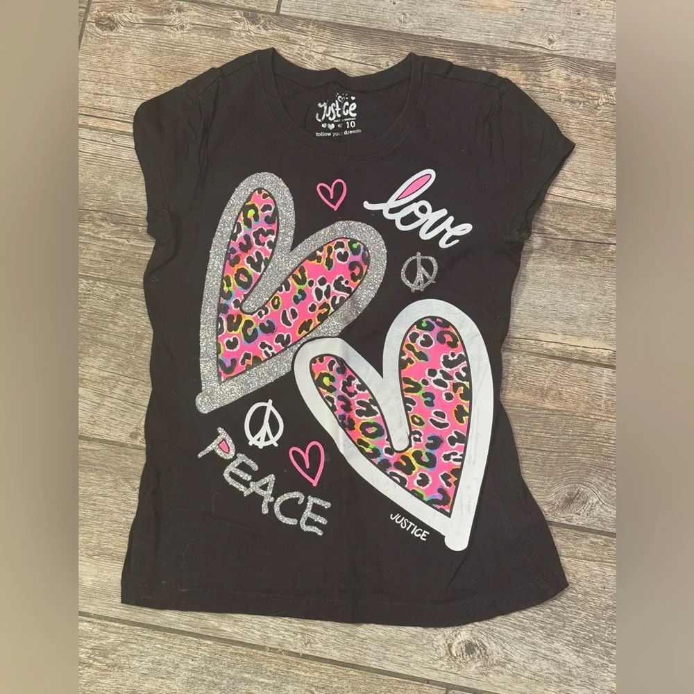 Justice Black Peace & Love Kids T-Shirt​